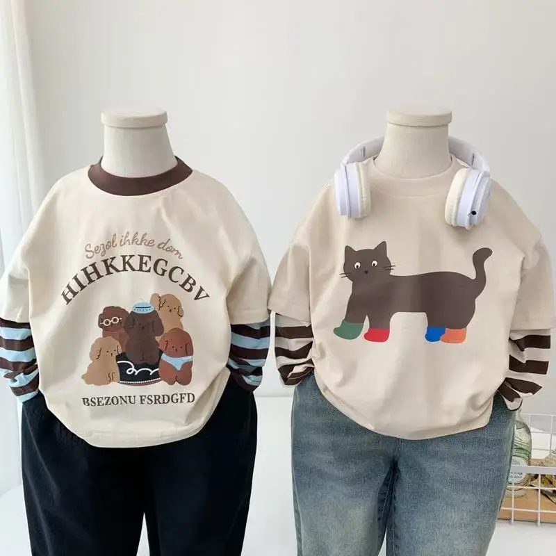 Kids Cartoon Long Sleeve T-Shirt Cream 2025 — feature 1