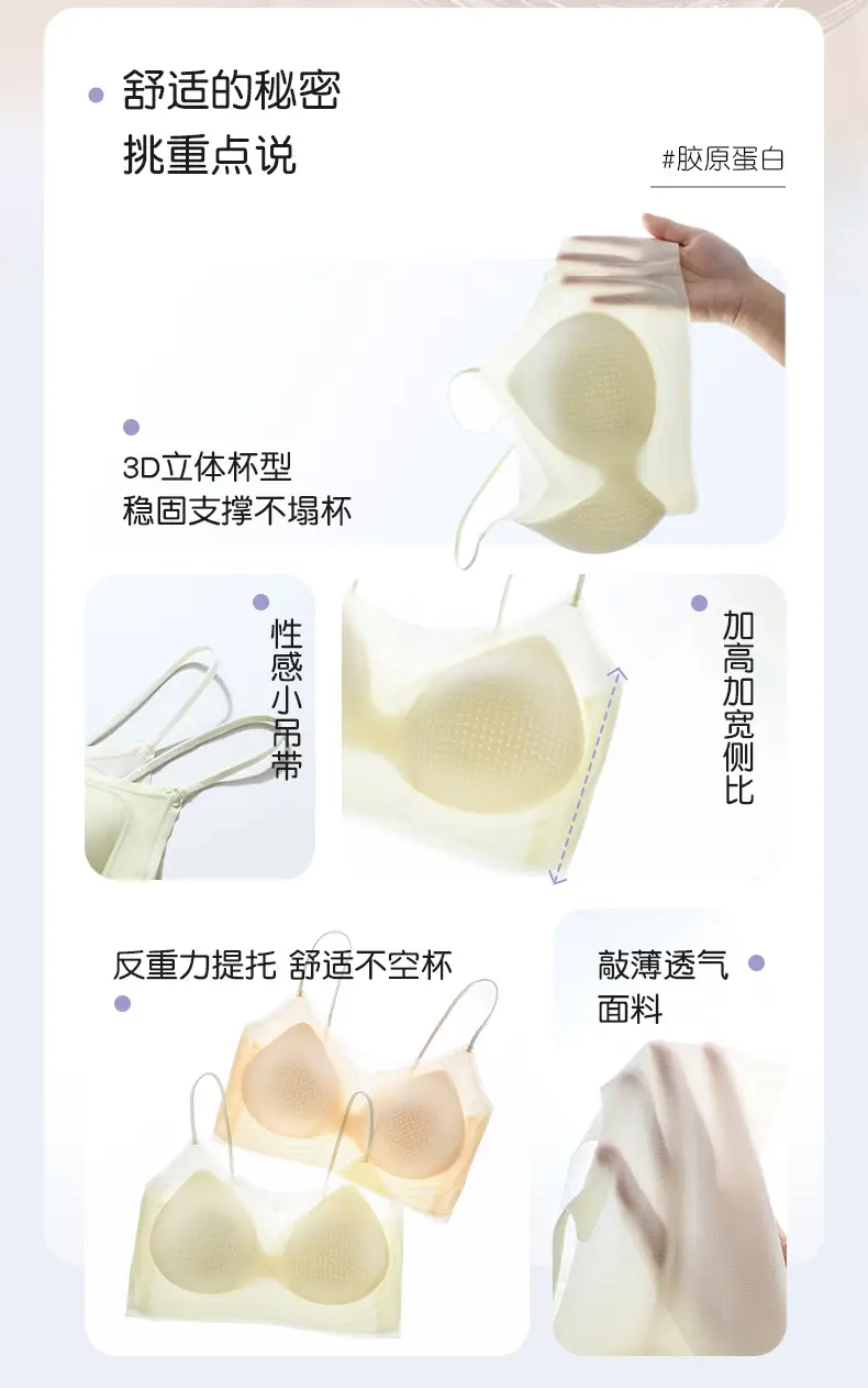 New Summer Soft Support Underwear Women's Gather-up Anti-sagging Bra No-mark No-rims Comfortable Thin Breathable Bra — feature 2