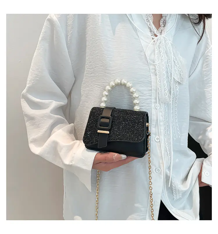 Black Sequined Pearl Crossbody Bag for Women — feature 23