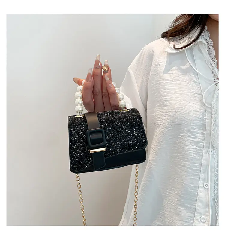 Black Sequined Pearl Crossbody Bag for Women — feature 24