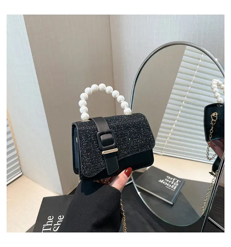 Black Sequined Pearl Crossbody Bag for Women — feature 27