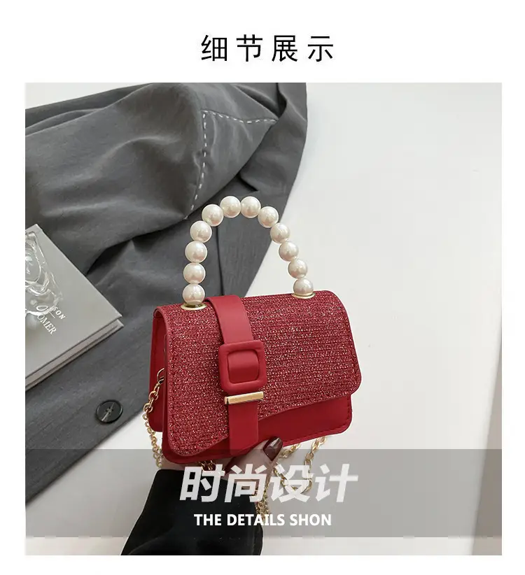 Black Sequined Pearl Crossbody Bag for Women — feature 3