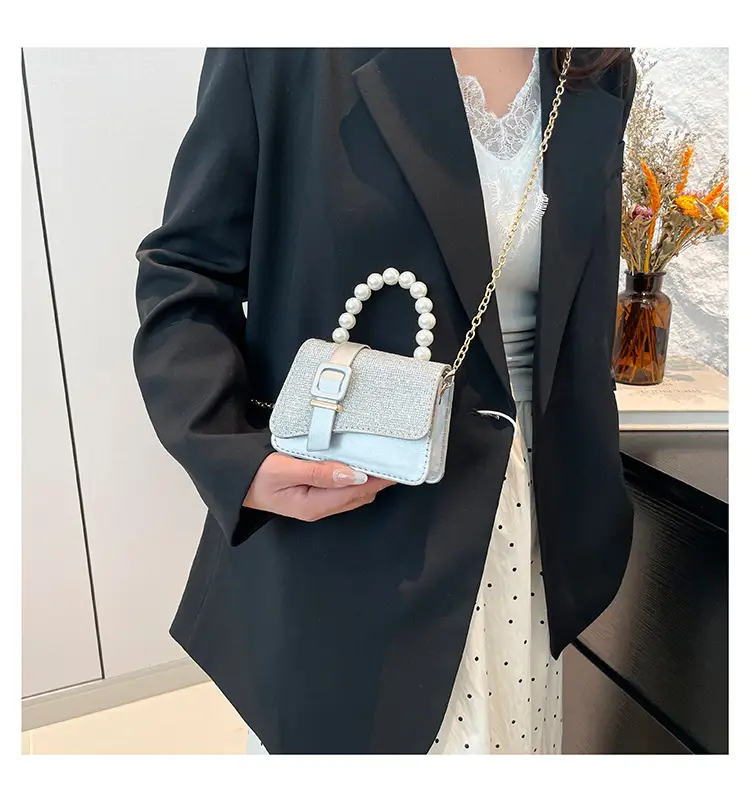 Black Sequined Pearl Crossbody Bag for Women — feature 8