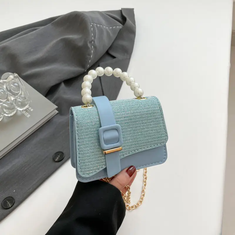 Black Sequined Pearl Crossbody Bag for Women - Image 4