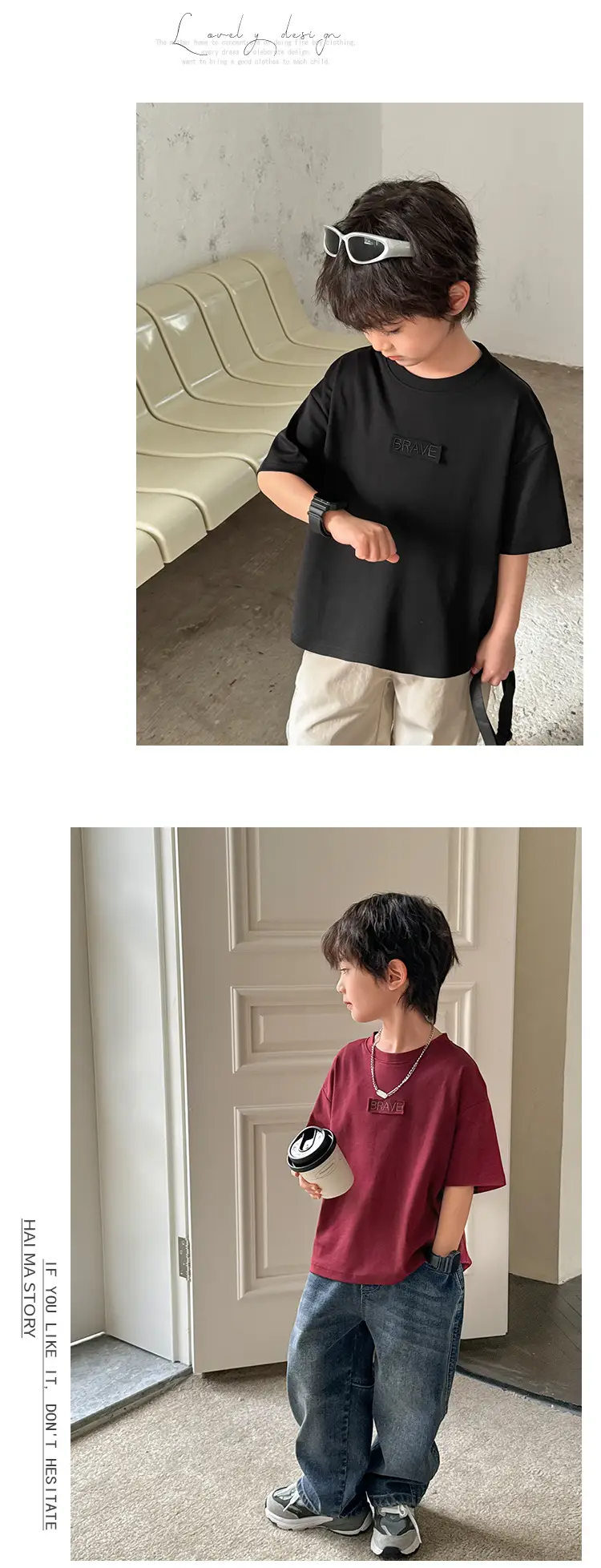 Boys Pure Cotton Summer T-Shirt Solid Color Korean Style — feature 10