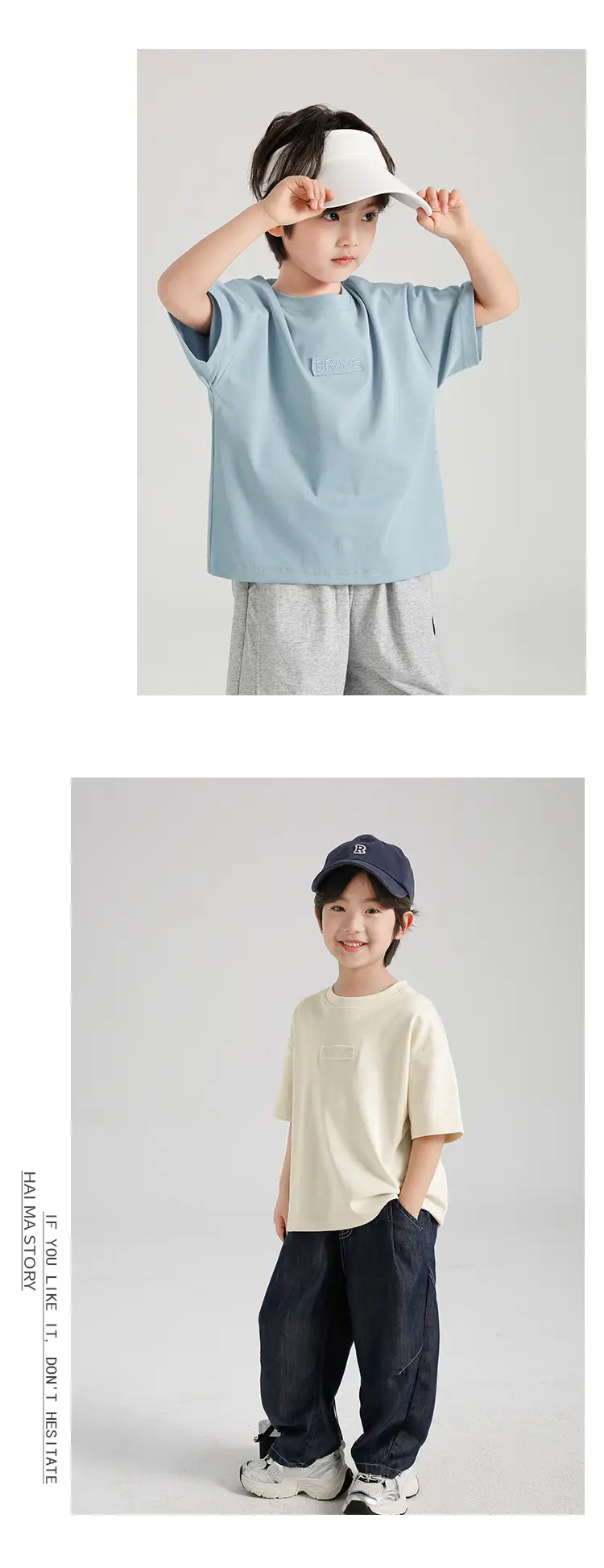 Boys Pure Cotton Summer T-Shirt Solid Color Korean Style — feature 18