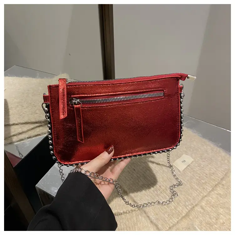 Gold Metallic Crossbody Bag with Chain Strap — feature 22