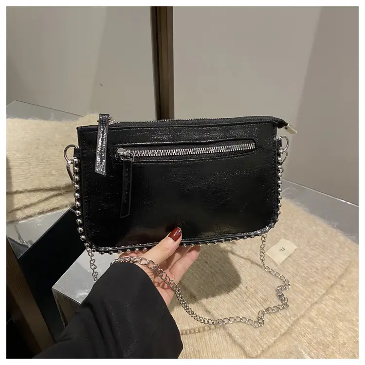Gold Metallic Crossbody Bag with Chain Strap — feature 23