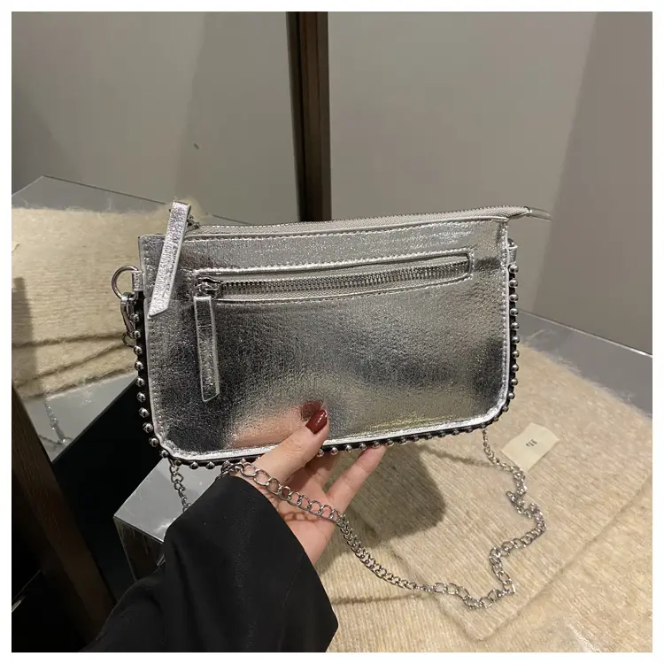 Gold Metallic Crossbody Bag with Chain Strap — feature 25