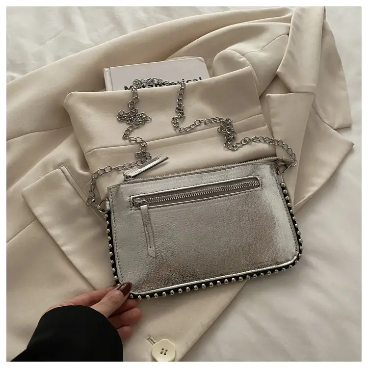 Gold Metallic Crossbody Bag with Chain Strap — feature 32