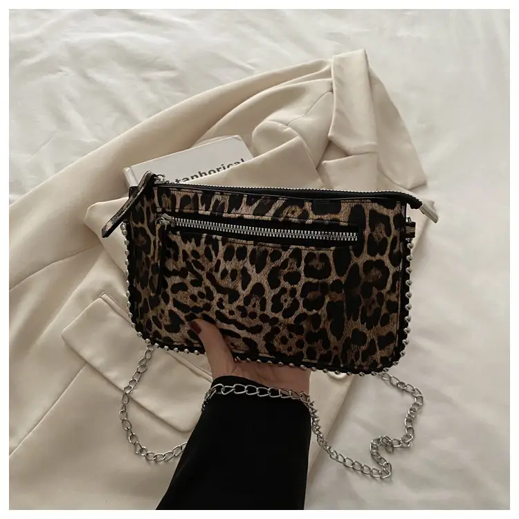 Gold Metallic Crossbody Bag with Chain Strap - Image 6