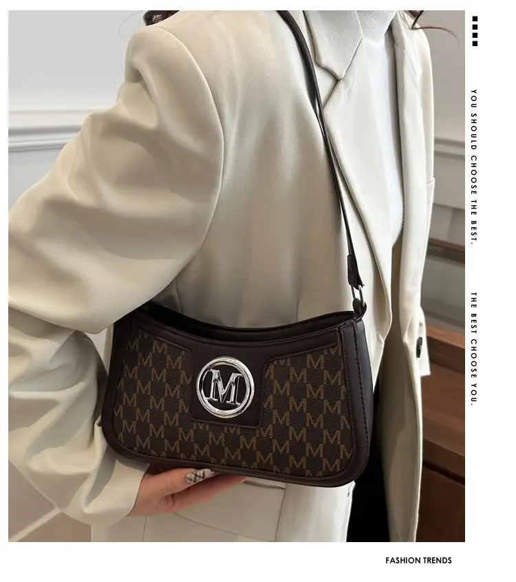 White Vintage Printed Shoulder Bag with Monogram — feature 1