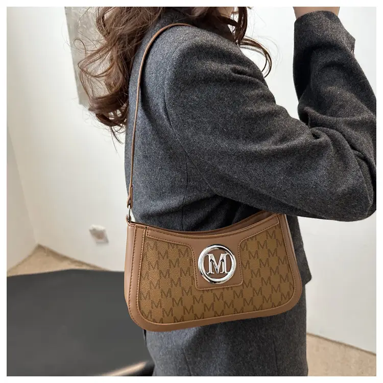 White Vintage Printed Shoulder Bag with Monogram — feature 13