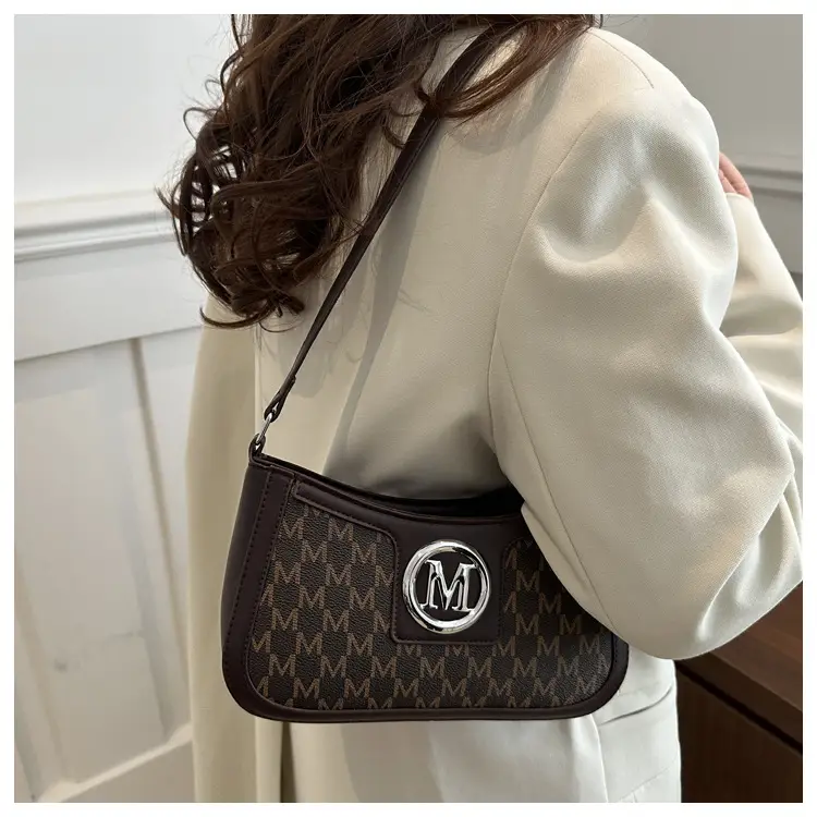 White Vintage Printed Shoulder Bag with Monogram — feature 16