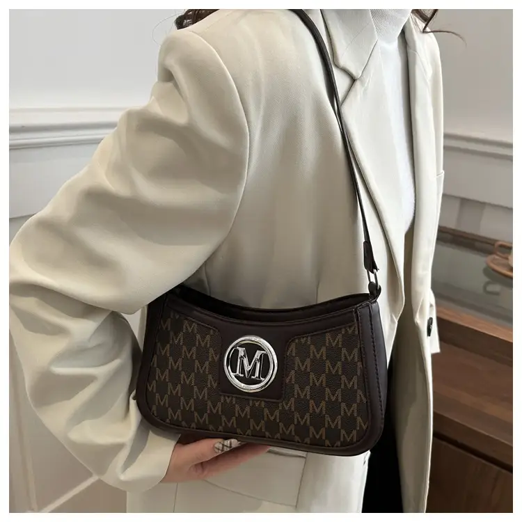 White Vintage Printed Shoulder Bag with Monogram — feature 17