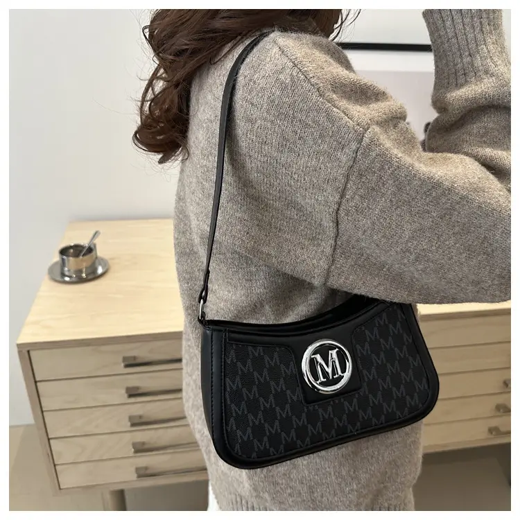 White Vintage Printed Shoulder Bag with Monogram — feature 18