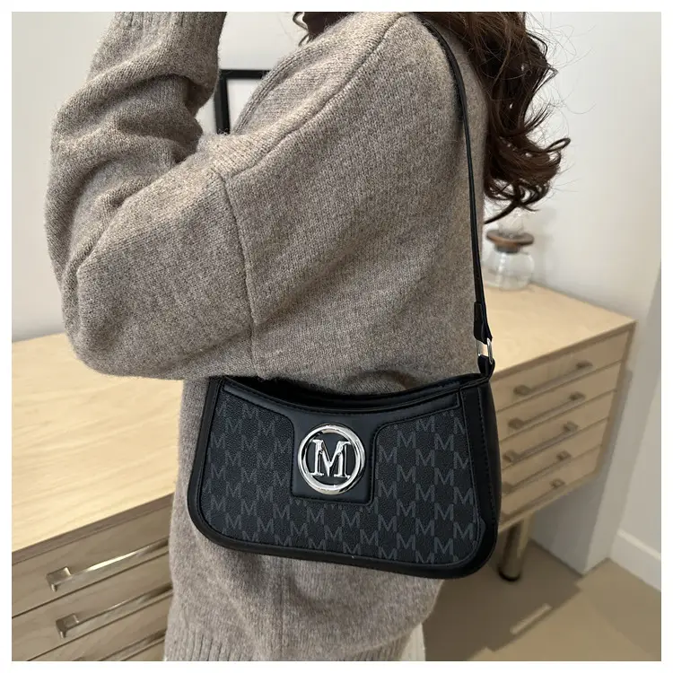 White Vintage Printed Shoulder Bag with Monogram — feature 19