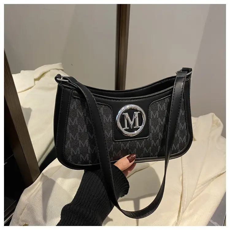 White Vintage Printed Shoulder Bag with Monogram — feature 21