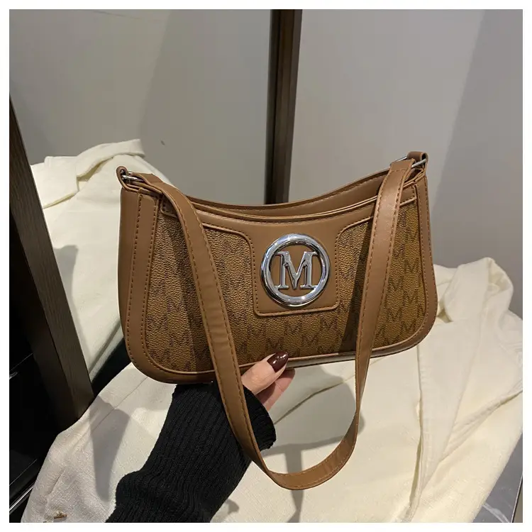 White Vintage Printed Shoulder Bag with Monogram — feature 24