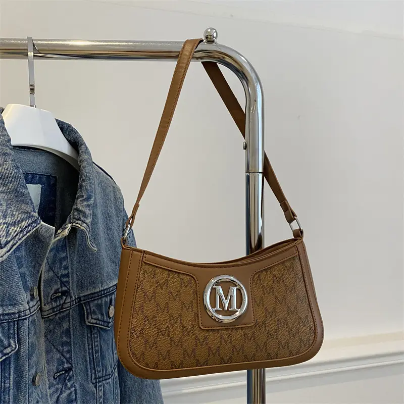 White Vintage Printed Shoulder Bag with Monogram - Image 3