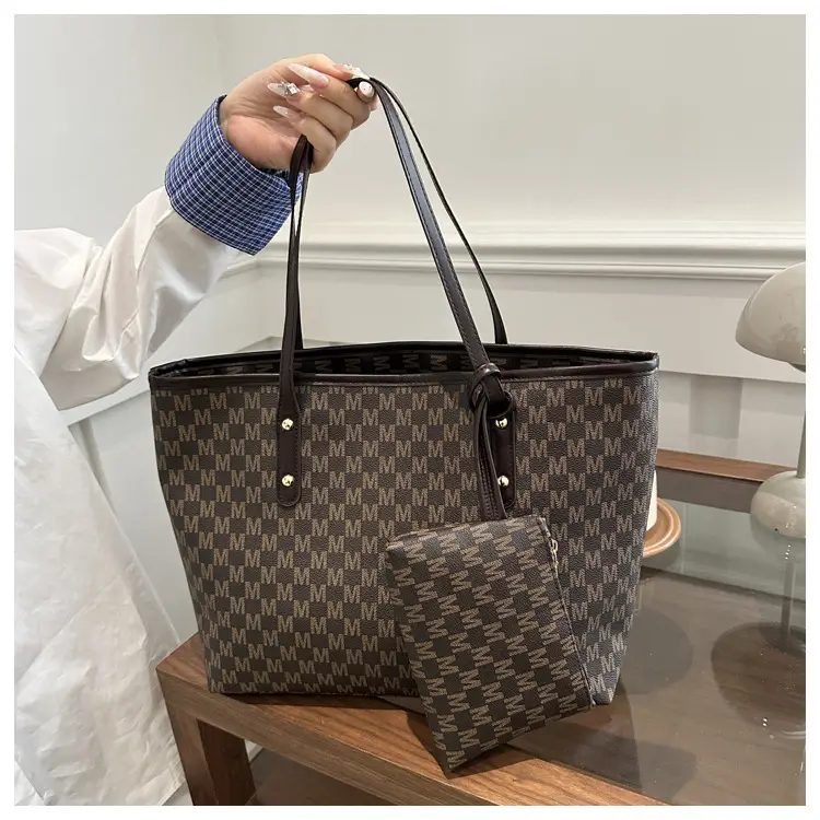 Women's 2-Piece Checkered Shoulder Tote & Carryall Set — feature 15