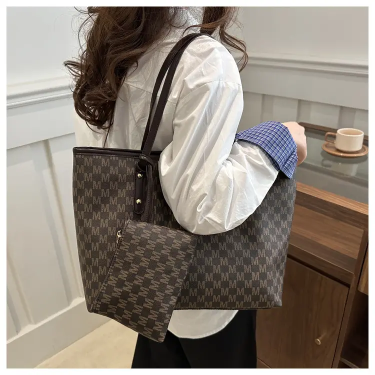 Women's 2-Piece Checkered Shoulder Tote & Carryall Set — feature 17