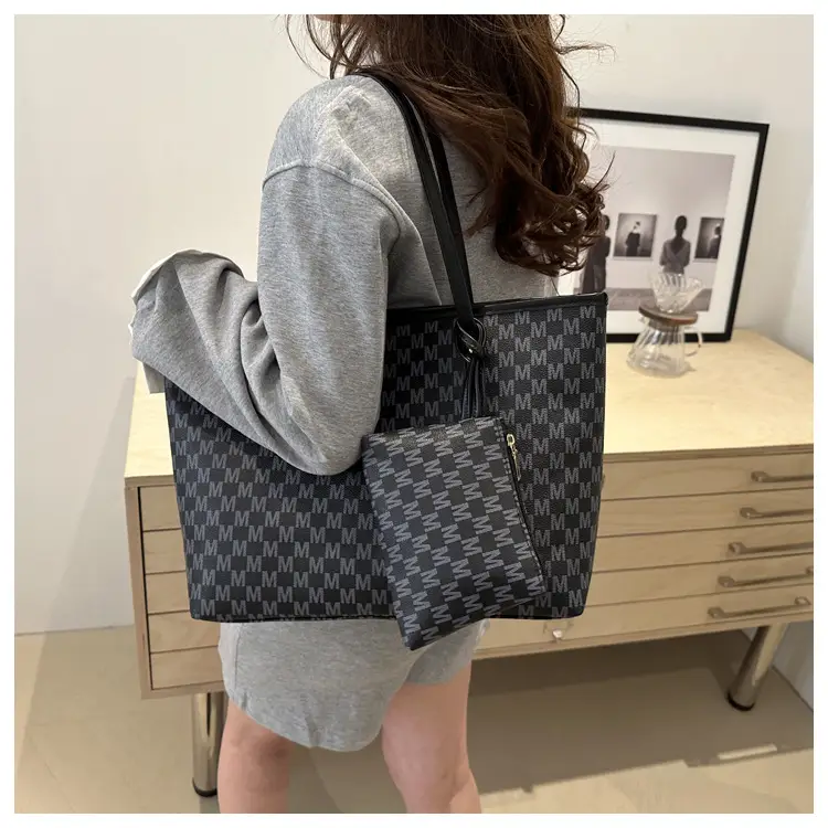 Women's 2-Piece Checkered Shoulder Tote & Carryall Set — feature 19