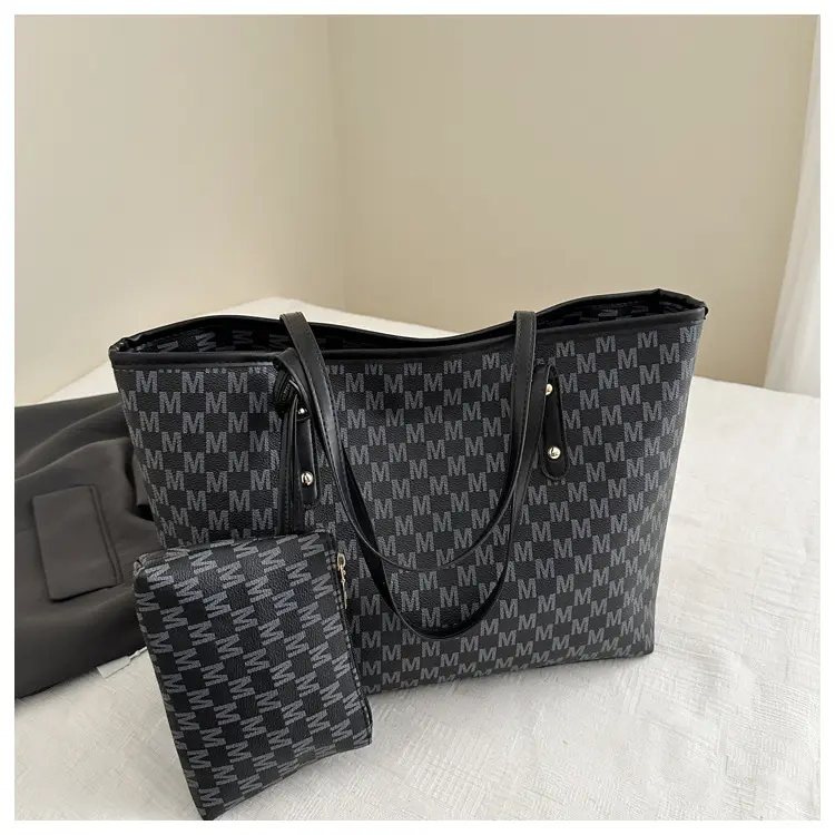 Women's 2-Piece Checkered Shoulder Tote & Carryall Set — feature 21