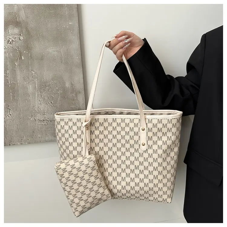 Women's 2-Piece Checkered Shoulder Tote & Carryall Set — feature 9