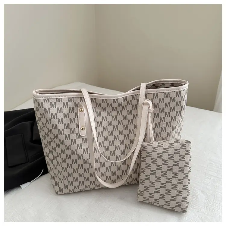 Women's 2-Piece Checkered Shoulder Tote & Carryall Set - Image 2