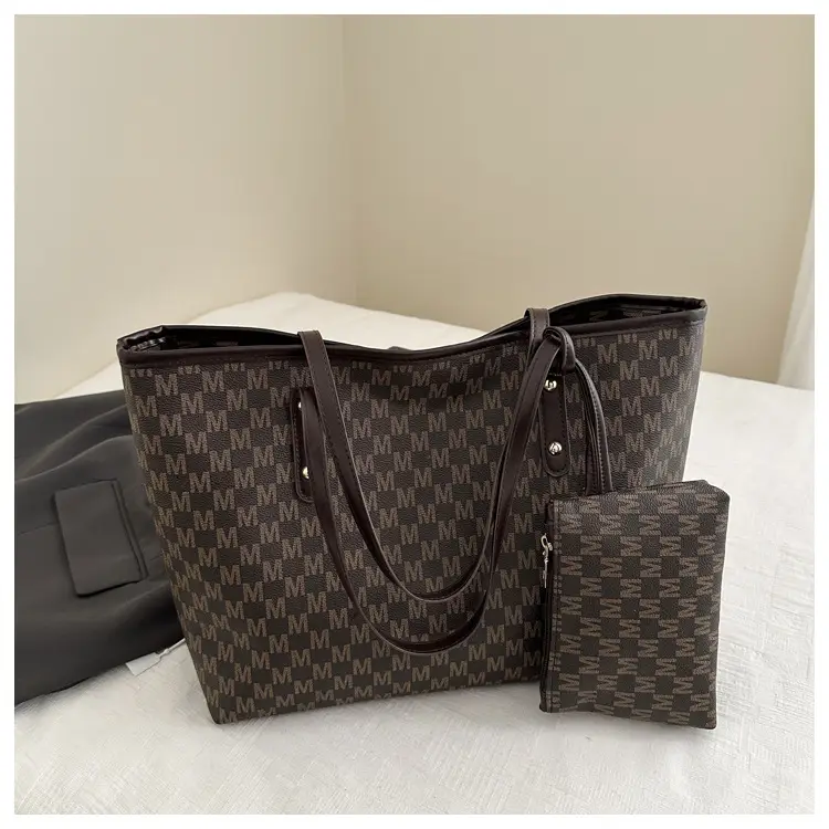 Women's 2-Piece Checkered Shoulder Tote & Carryall Set - Image 4