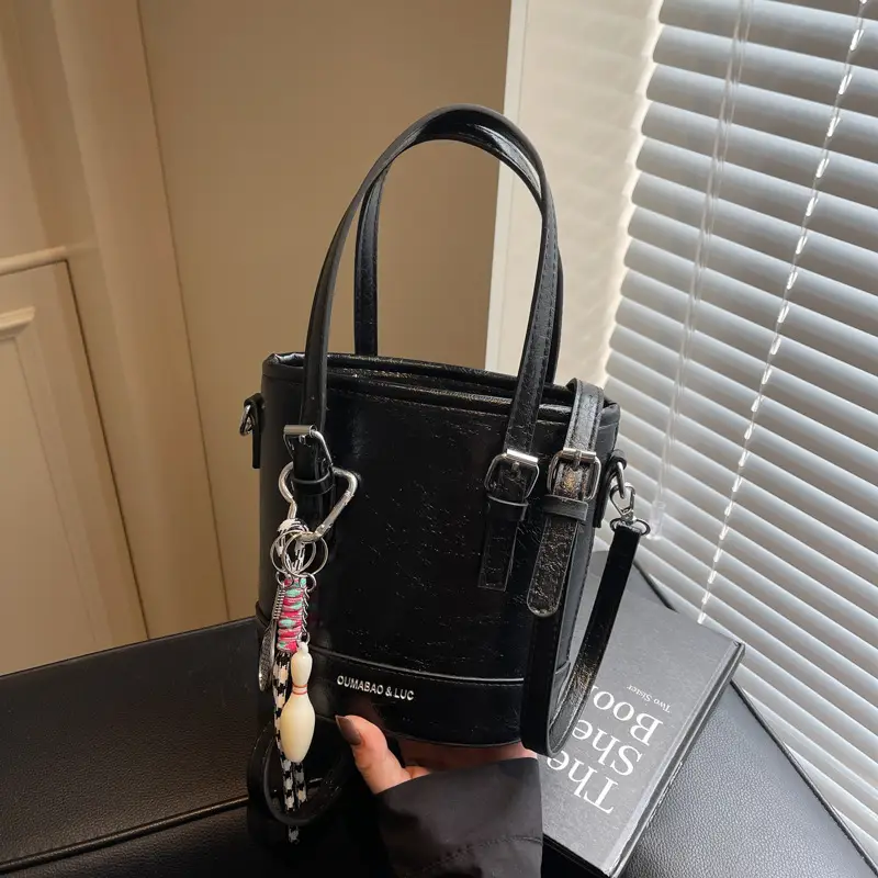 Vintage Contrast Bucket Bag Women 2025 New Fashion - Image 6
