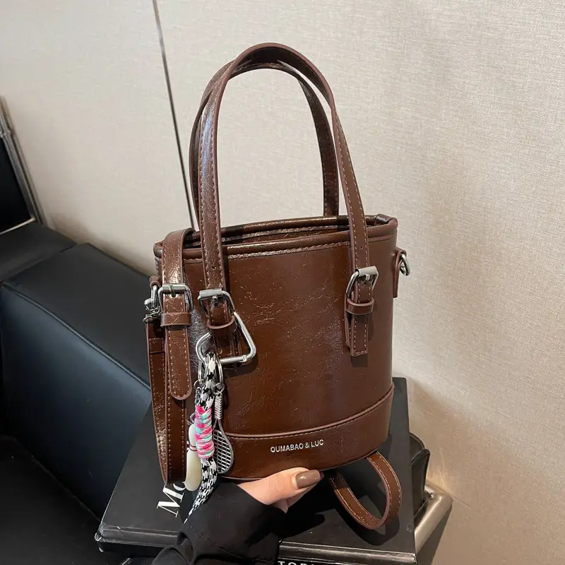 Vintage Contrast Bucket Bag Women 2025 New Fashion - Image 7