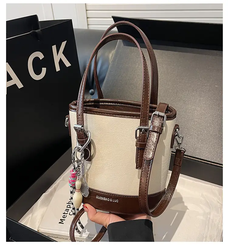 Vintage Contrast Bucket Bag Women 2025 New Fashion — feature 1