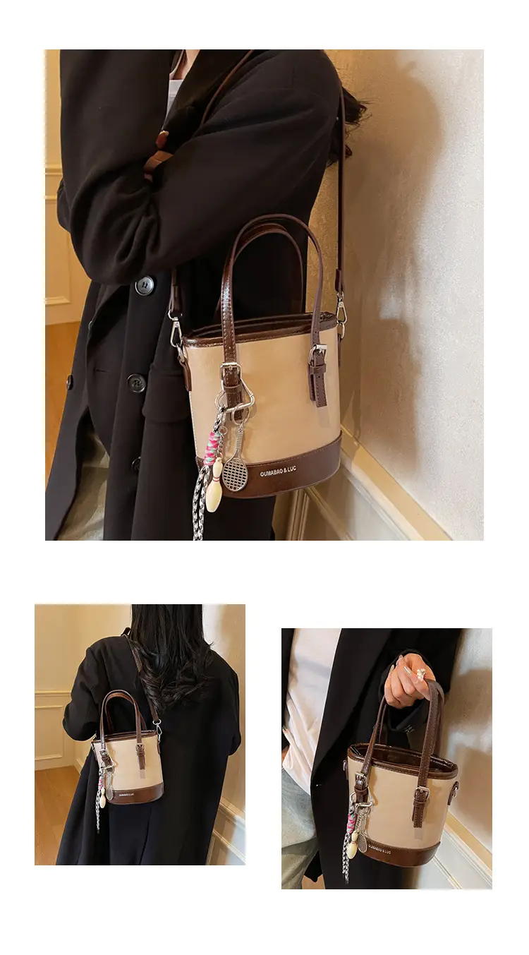Vintage Contrast Bucket Bag Women 2025 New Fashion — feature 11