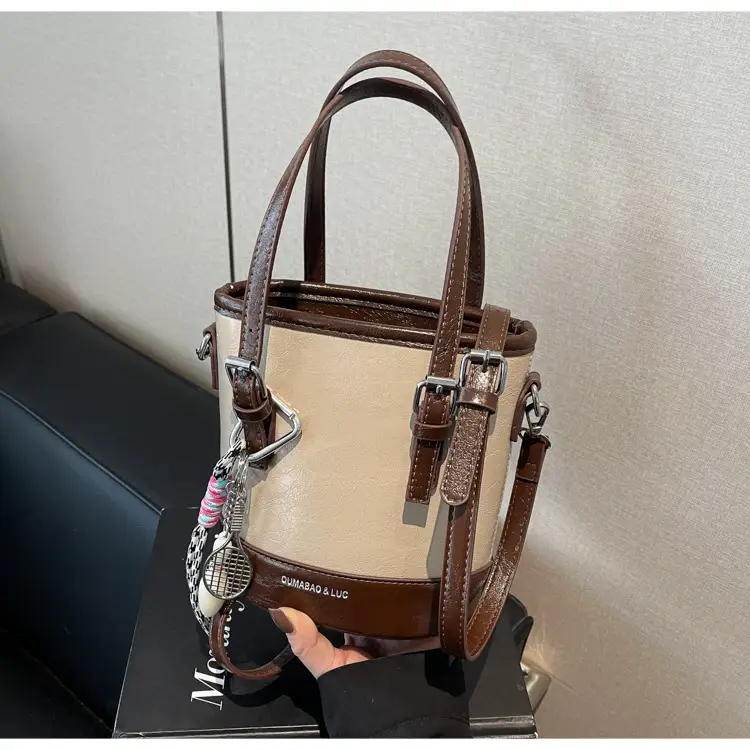 Vintage Contrast Bucket Bag Women 2025 New Fashion — feature 17