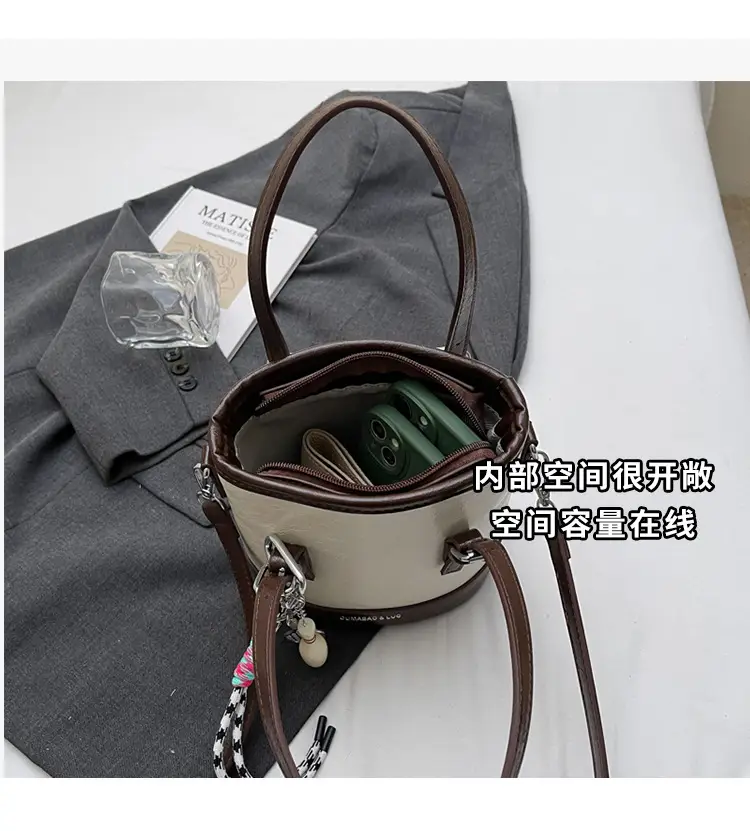 Vintage Contrast Bucket Bag Women 2025 New Fashion — feature 6