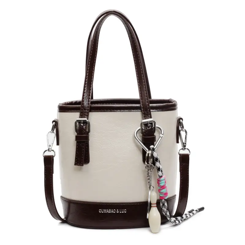 Vintage Contrast Bucket Bag Women 2025 New Fashion - Image 2