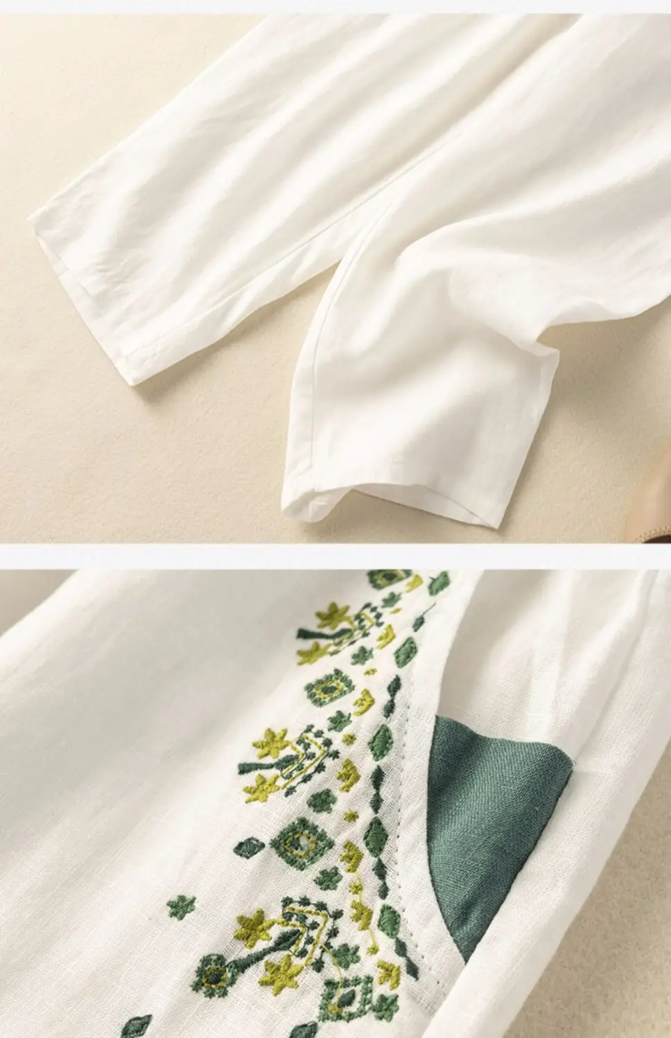 Women Cotton Linen Vintage Embroidered Carrot Pants 2025 — feature 9