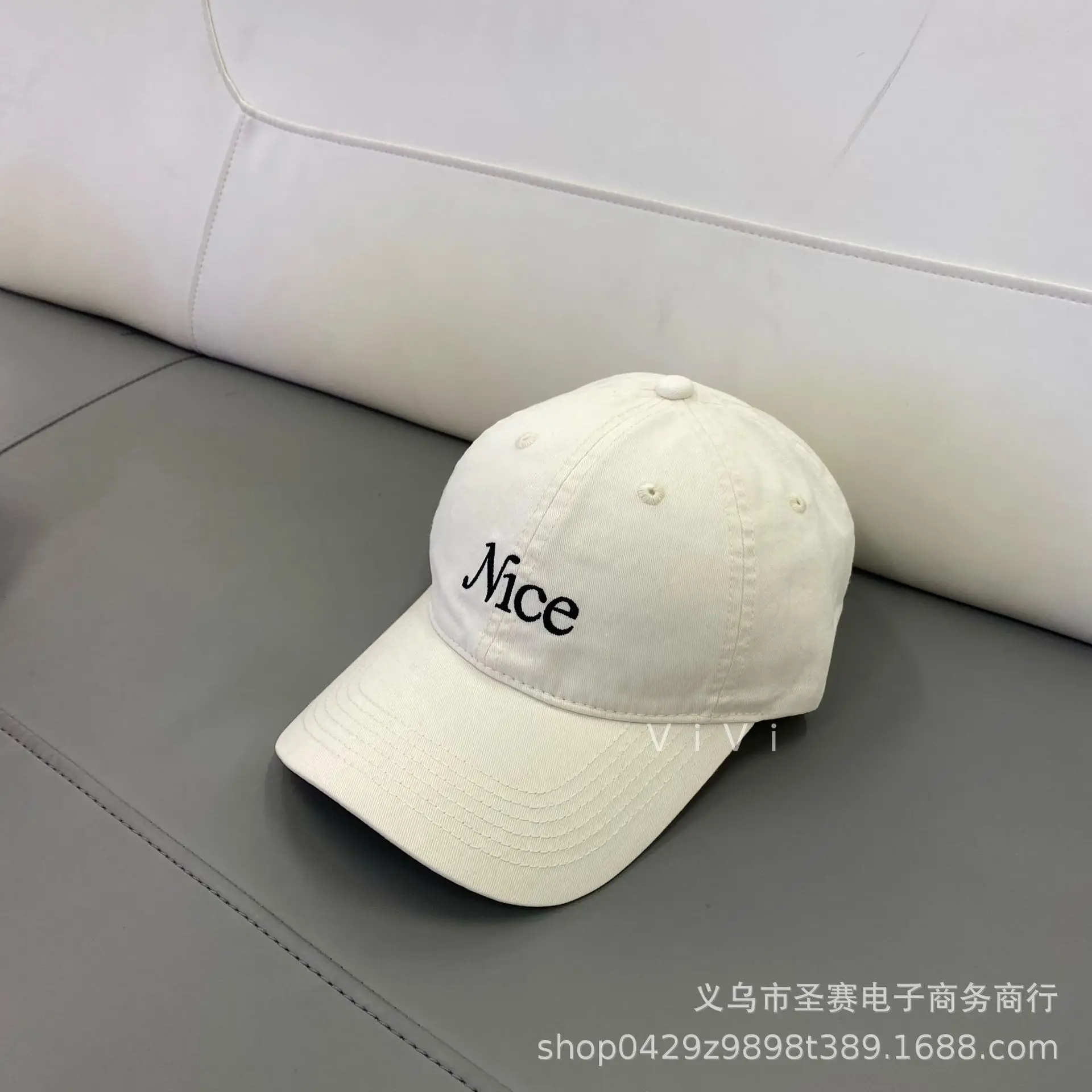 White Embroidered Baseball Cap for Women Men - Image 3