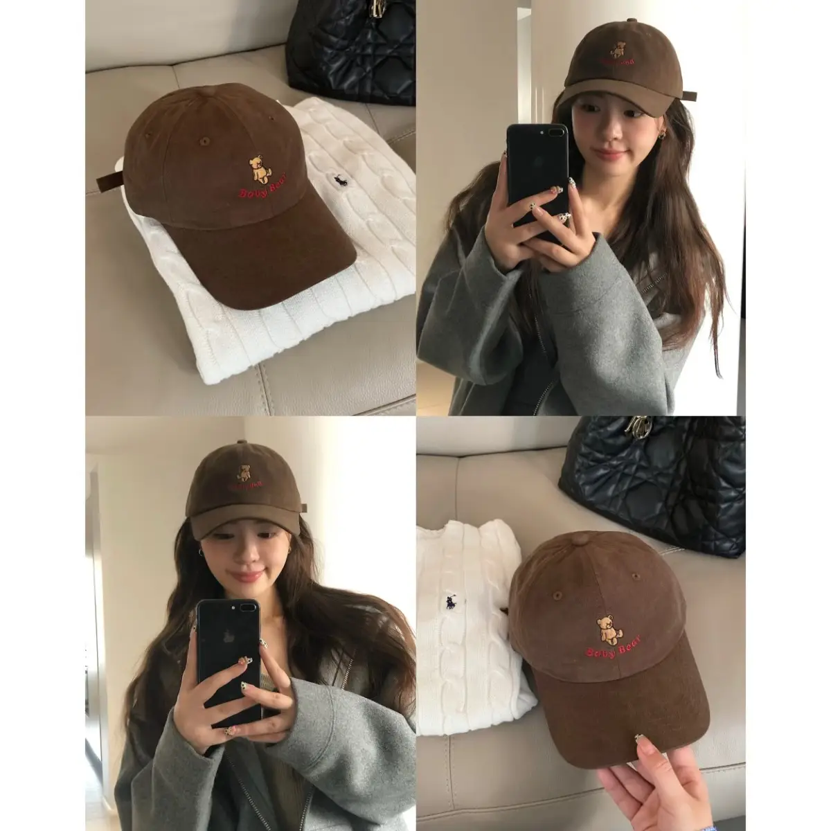Japanese Style Bear Embroidered Hat for Women - Image 11