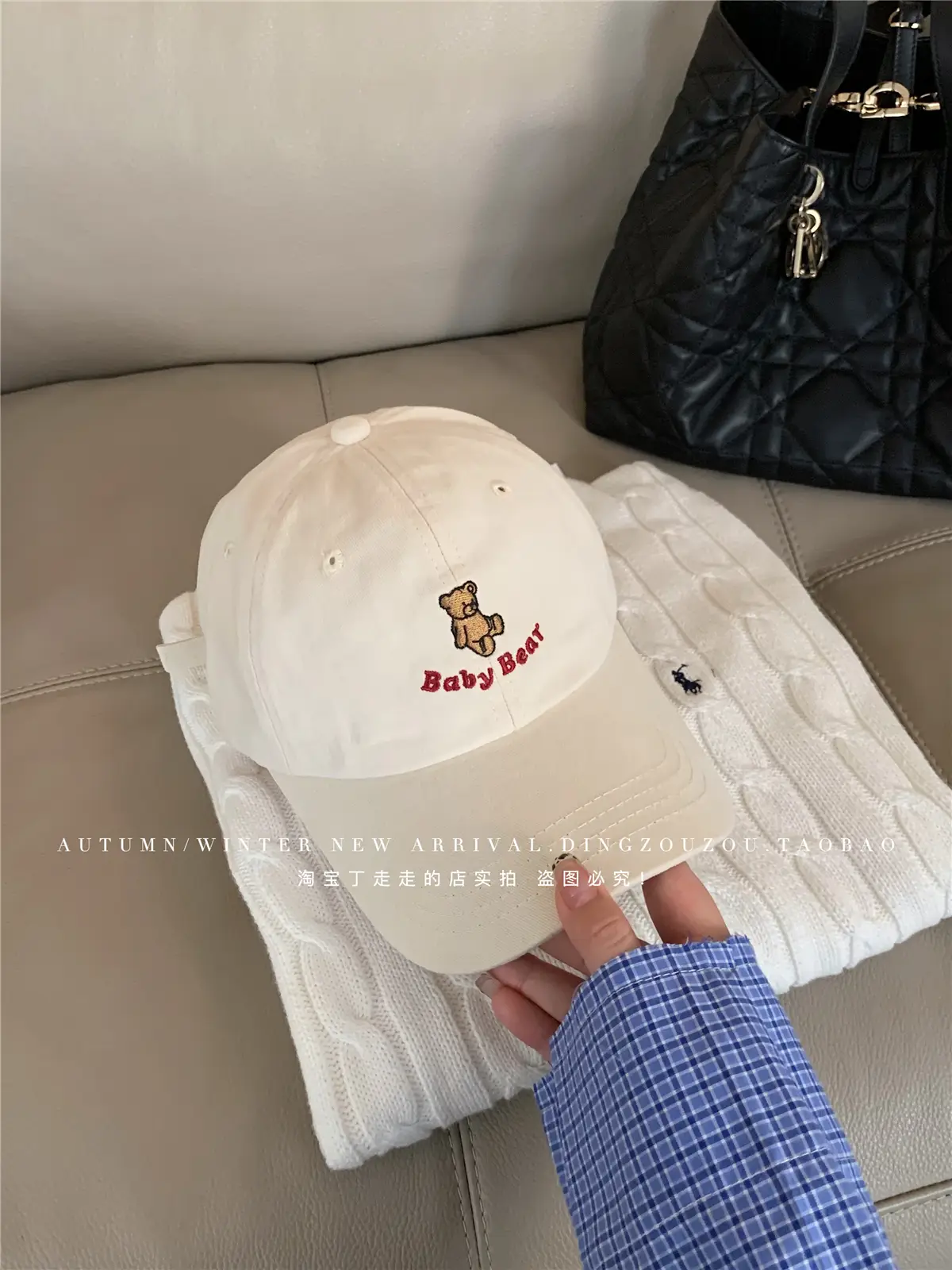 Japanese Style Bear Embroidered Hat for Women - Image 2