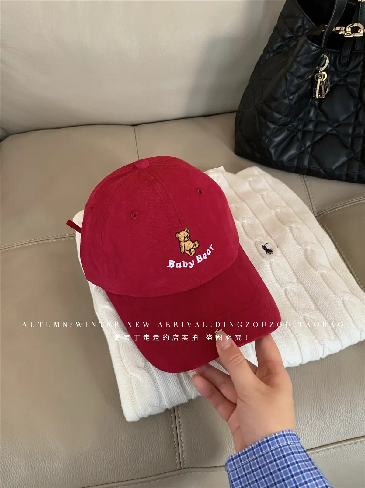 Japanese Style Bear Embroidered Hat for Women - Image 3