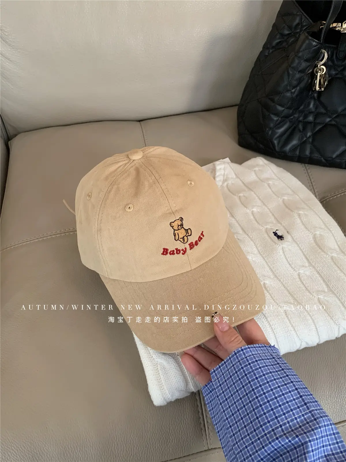 Japanese Style Bear Embroidered Hat for Women - Image 4