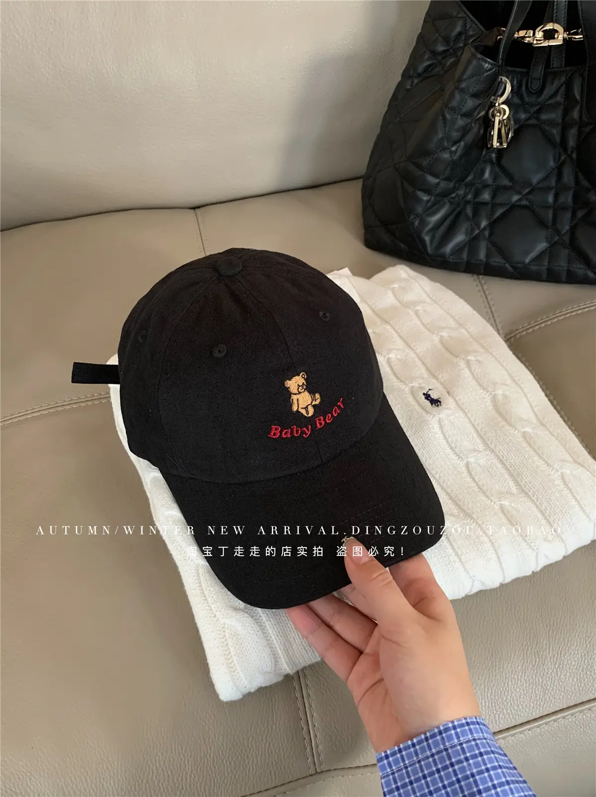 Japanese Style Bear Embroidered Hat for Women - Image 5