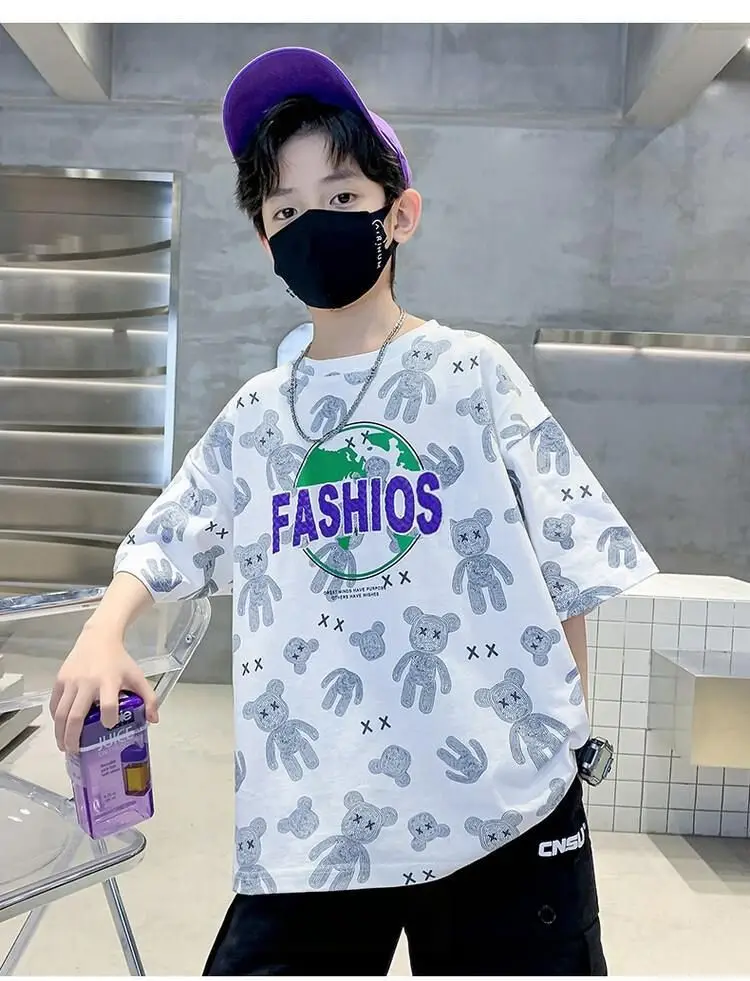 Boys Cotton Printed T-Shirt Shorts Set Summer Casual — feature 13