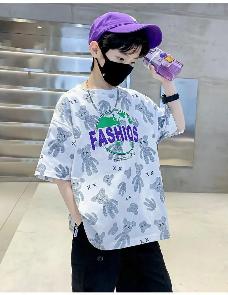 Boys Cotton Printed T-Shirt Shorts Set Summer Casual — feature 14