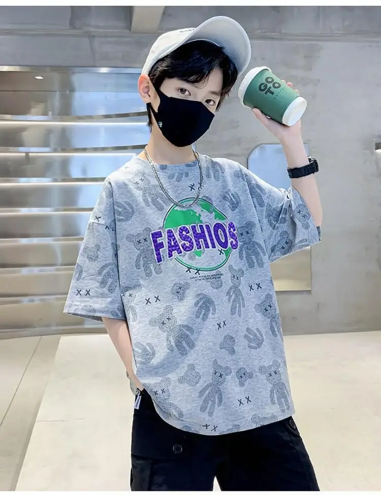 Boys Cotton Printed T-Shirt Shorts Set Summer Casual — feature 8