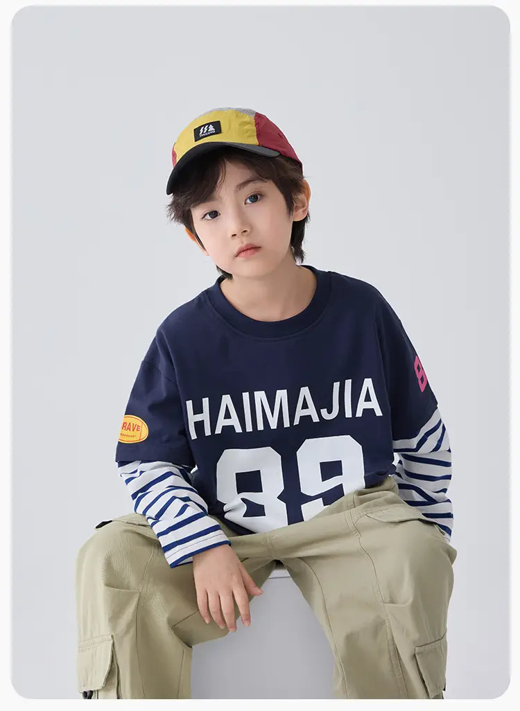 Haima Kids Long Sleeve T-Shirt Navy 2026 Spring — feature 12