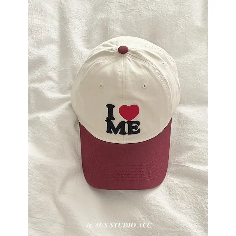 Women's I Heart ME Cap White Red Baseball Style
